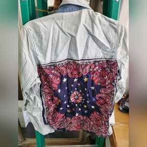 Denim Shirt Free People Rare Size S Back DESIGN